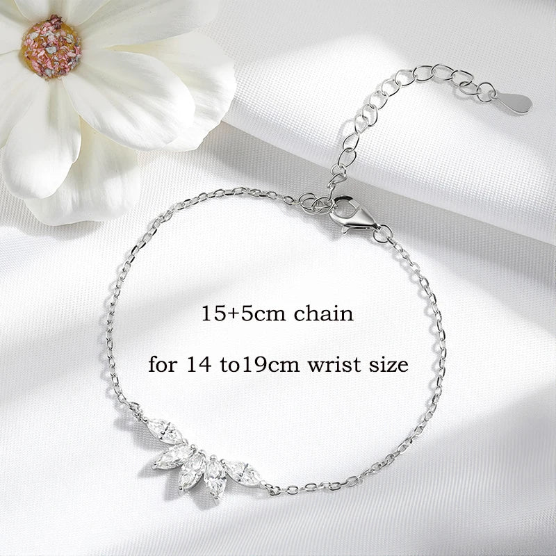 5 Gems 3*6mm Marquise Cut All Moissanite Bracelets for Women Original Luxury Adjustable Chain Real S925 Silver Jewelry