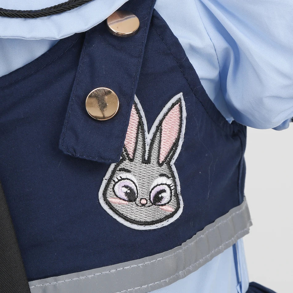 Judy Cosplay Costume Kids Carnival Party Dress Girls Tie Headdress Belt Socks Sets Police Role Play Movie Uniform Birthday Gift