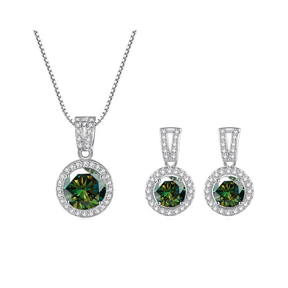 2ct total Moissanite Jewelry Set Sterling Silver 925 Necklace Earrings Fine Jewerly Wedding Set Pass Dismond Tester