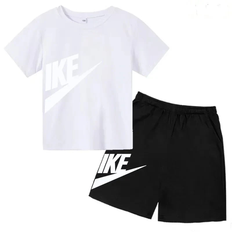 Kids Summer Short Sleeve T-shirt Shorts 2Pcs Set Boy Girl Casual Sport Jogging Suit Toddler 3-12Y