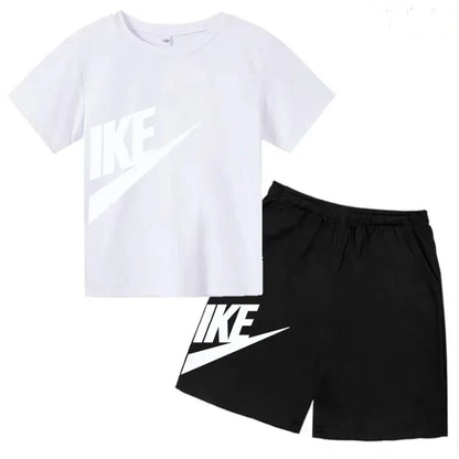 Kids Summer Short Sleeve T-shirt Shorts 2Pcs Set Boy Girl Casual Sport Jogging Suit Toddler 3-12Y