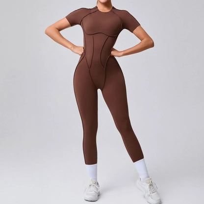 Women's High Elasticity Sports Bodysuit Kit Yoga Fitness Jumpsuit Open Back Hip-Lift Outdoors Gym Workout Sexy Fitness Outfit