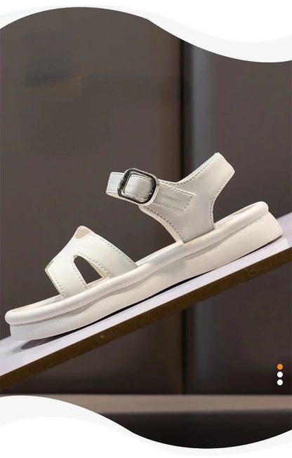 New Summer Girl Sandals Fashion Solid Color Children Causal Versatile Open-toe Beach Shoes Breathable Kids Thick Bottom Sandals