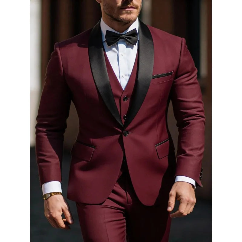 Men's 3pcs Suit Set Jacket Vest Pants, Prom Party Wedding Business Suits for Men мускульный костюм wedding suits for men