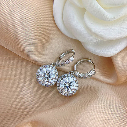 3Carat Moissanite Hoop Earrings With  Certificates Round Sunflower D Color Diamond Drop Earring 925 Silver Earring 2024 Trend