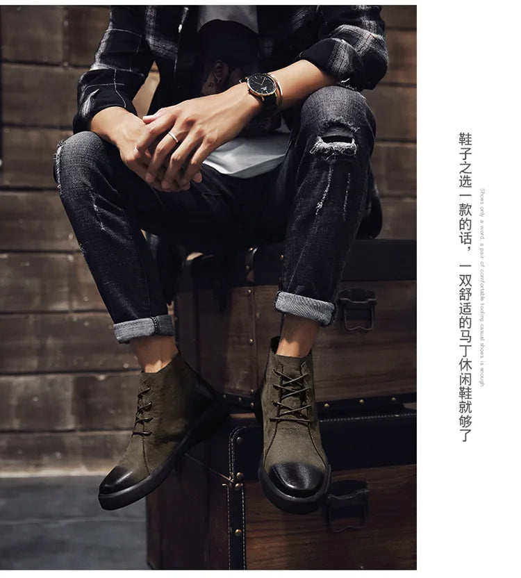 Men's Chelsea Cotton Boots Winter Men's Genuine Leather Shoes High Top Men Plush Sapato Social Masculino Zapatos Para Hombres
