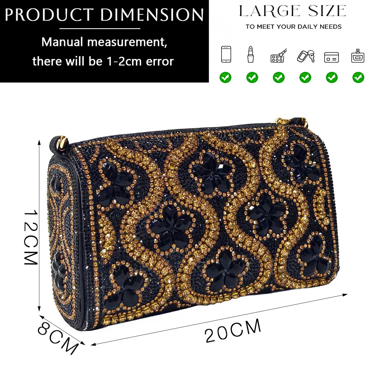 Elegant Rhinestone Pointed-Toe Pumps With Matching Bag Set Large Capacity Bag for Women's Party High Heels