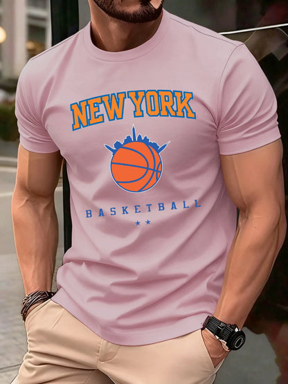 New York Basketball Game Print Men T Shirts Hip Hop O-Neck T-Shirt Soft Cotton Male Sportswear Casual Comfortable Clothes