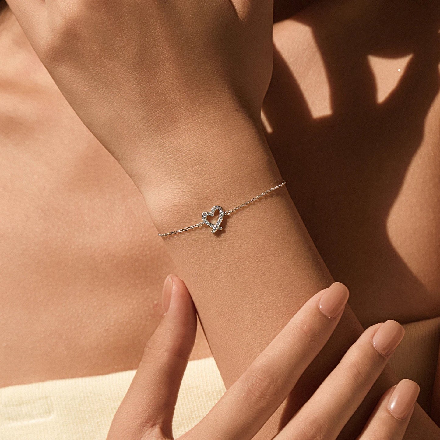 D Color Moissanite 925 Sterling Silver Sweet Romantic Irregular Heart Link Chain Bracelet For Women Fine Jewelry