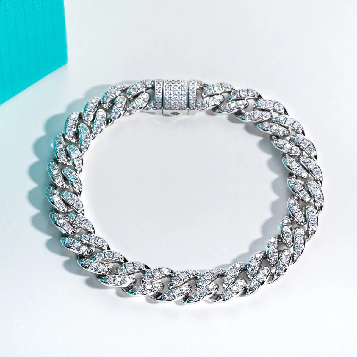 Moissanite Cuban Bracelet Hip Hop 925 Sterling Silver 1.2mm/1.5mm/2mm Flashy Heavy Metal Statement for Men & Women