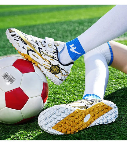 Hot Child Football Boots Outdoor Trainers Soccer Shoes For Kids Boys Hook Loop Football Sneakers Cleats Futsal Shoes Children