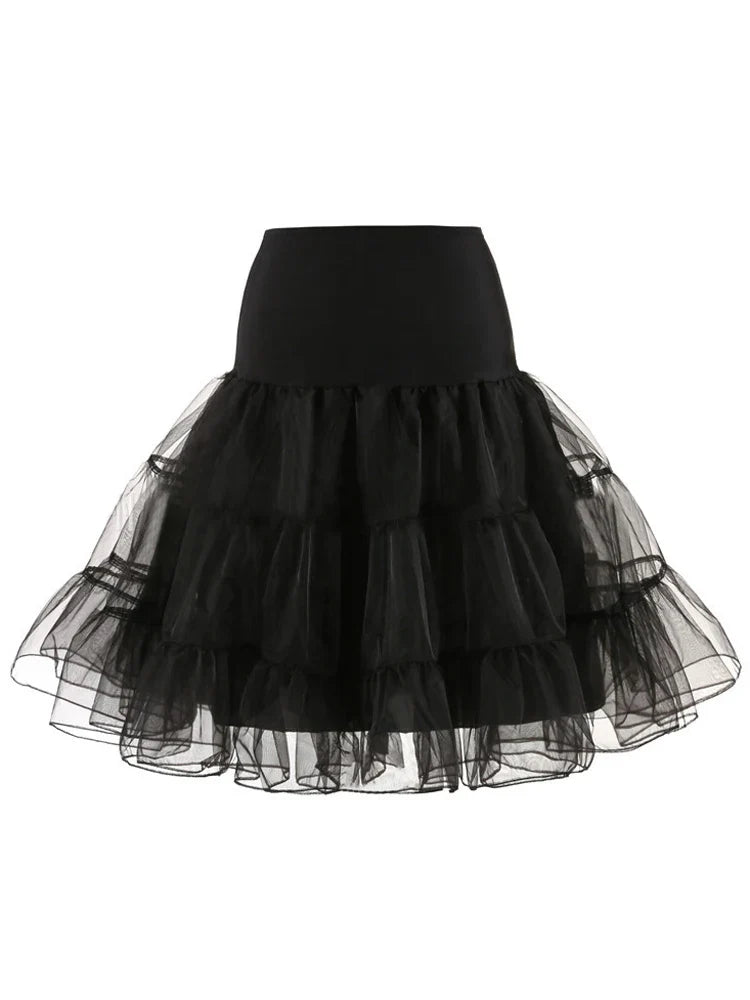 Pleated Vintage Voile Underskirt Ballet Tutu Skirts for Women 50s Retro Skirt Wedding Elegant Party Petticoat