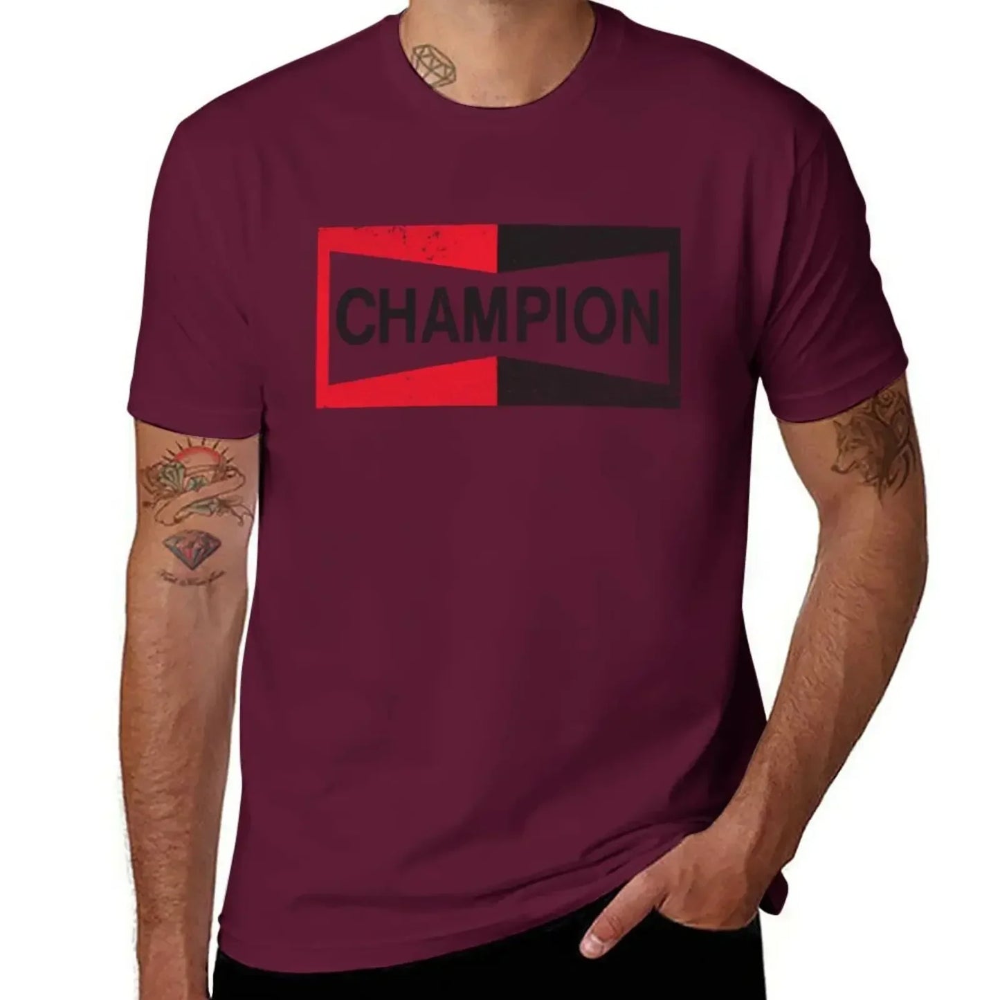 Spark Plug Retro Distressed Emblem - Cl T-Shirt Short sleeve tee new edition slim fit t shirts for men