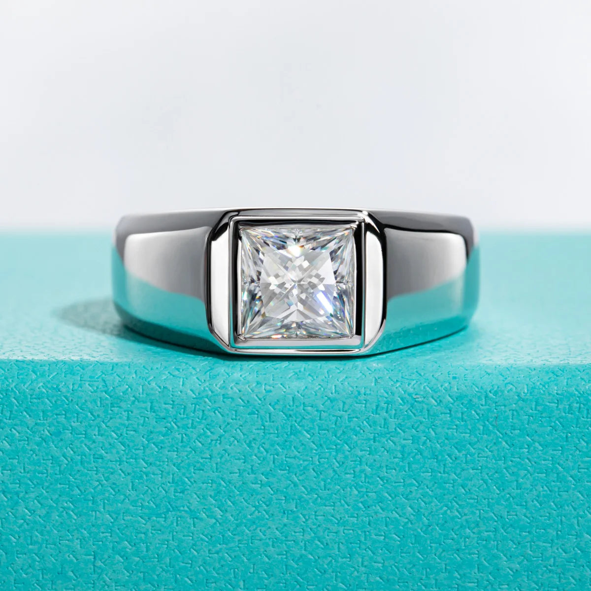 2ct  Princess Cut D Color Moissanite Engagement Men Ring Gold Plated S925 Silver Luxury Rings For Men Jewelry Wholesale