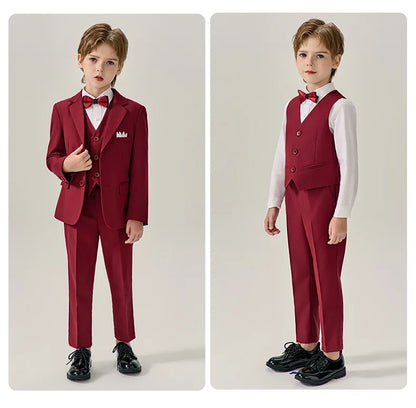 Prince Kids Green Jakcet Vest Pants Bowtie Piano Party Dress Boys Wedding Ceremony Photograph Suit Children Performance Costume