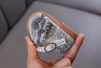 Luxury New Children Causal Dance Sandals Girls Rhinestone Flat Sandals Non-slip Fashion Kids Sequins Princess Performance Shoes