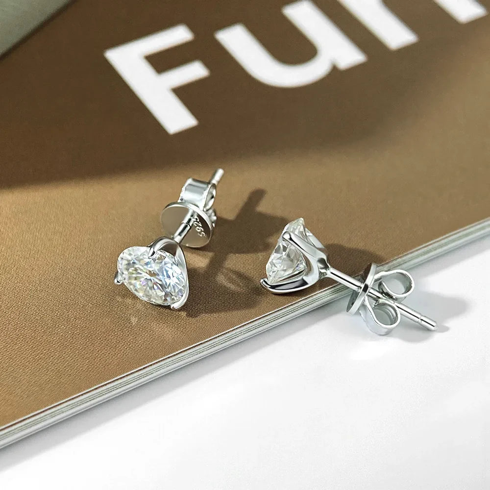 D Color 0.3-3 Carat Moissanite Diamond Stud Earrings For Women 925 Sterling Silver Sparkling Fine Jewelry