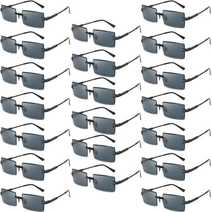 20 Pcs Per Set Rimless Rectangle Sunglasses Fashion Gradient Ocean Lenses Shades Ins Trendy Beach Vacation Sun Glasses