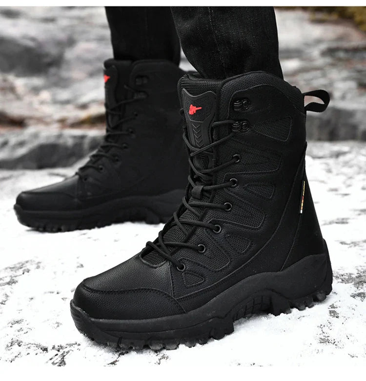 New Waterproof Men's Boots Outdoor Non-slip Men Hiking Boots High Top Winter Men's Motorcycle Boots Rubber Men Work Desert Boots
