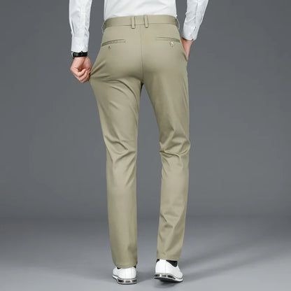 Business Formal Mens Casual Pants Autumn Winter Fashion Anti-wrinkle Straight Stretch Trousers Male Office Classic Suit Pants
