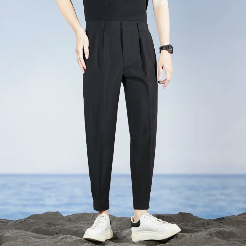 Korean Fashion Summer Men's Casual Harem Pants High Street Loose Bound Feet Sweatpants Male Black Gray White Jogging Trousers