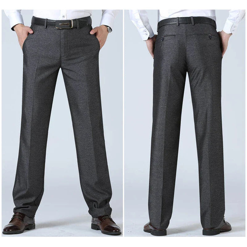Mens Trousers Business Casual Pants Spring Summer Dress Pants Black Grey Loose Formal Suit Pants for Dad Husband