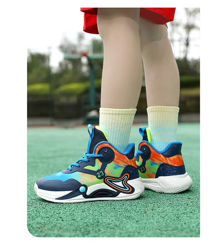 Children Basketball Shoes Breathable Mesh Boys Girls Fashion Sneakers School Sport Shoes Kids Casual Trainers Outdoor Athletic