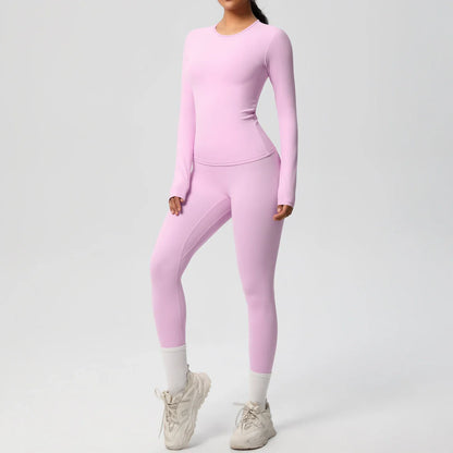 2 PCS Sportswear Yoga Set Gym Clothes Yoga Suits For Women Fitness Set Tracksuits Sports Long Sleeve Crop Top Gym Leggings
