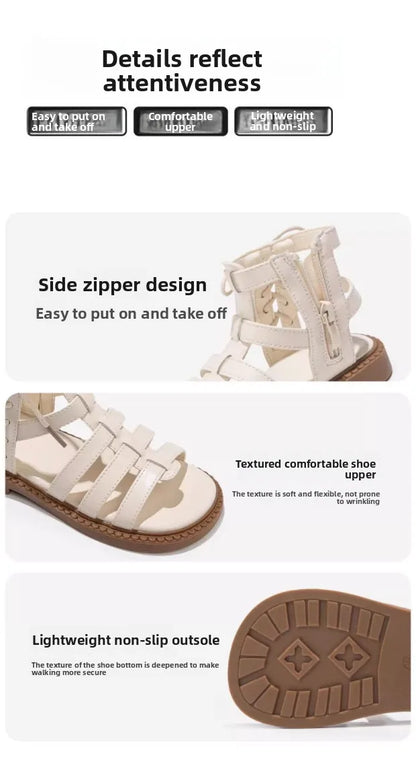 2026 Children Sandals High-top Kids Girls Sandals Baby Sandals High Quality Flat Cut-Outs Beach Sandals