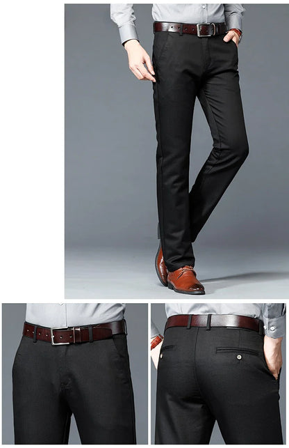 6 Colors Male Autumn Winter Casual Pants Chic Straight Formal Office Luxury Trousers Fashion Elastic Men Business Suit Pants