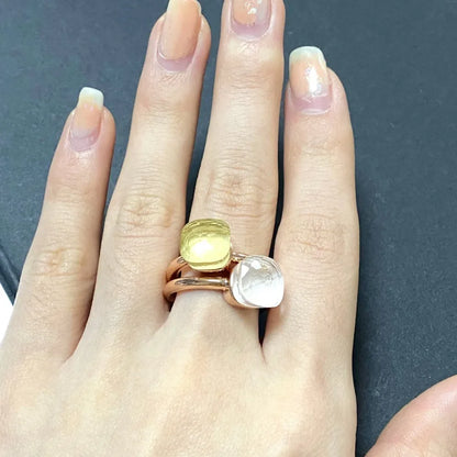 2Pcs/Set Fashion Stacked Candy Ring Women Mix Color Crystal Jewelry 30 Colors Trendy Gift for Valentine's Day