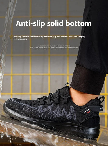 Light Breathable Sneaker Safety Shoes Steel Toe Shoes for Men Anti-slip Anti-impact Anti-puncture Outdoor Work Security Shoes