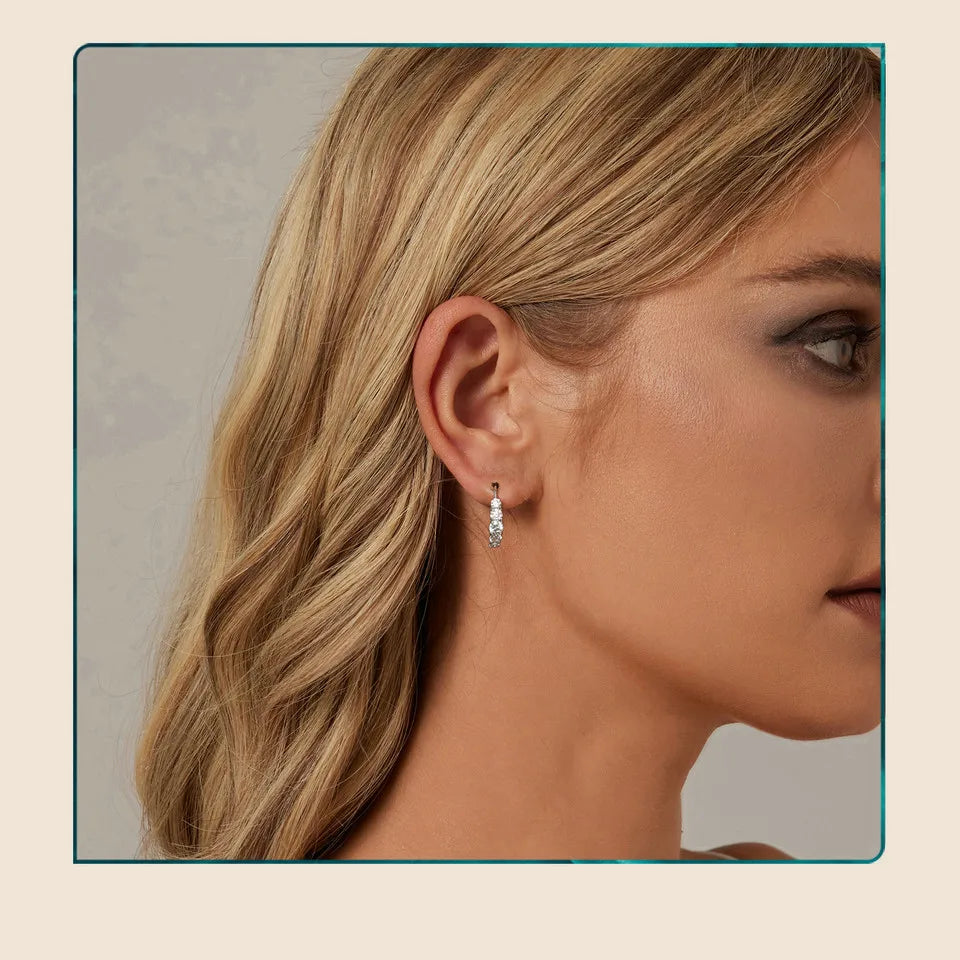 Shining Moissanite Hoop Earrings Lab Diamond Ear Buckles for Women Engagement 925 Sterling Silver Fine Jewelry Gift