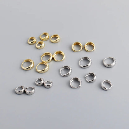 100% 925 Sterling Silver 18K 6/7/8/9/10mm Round Hoop Earrings for Women Classic Fine Jewelry Minimalist Accessories