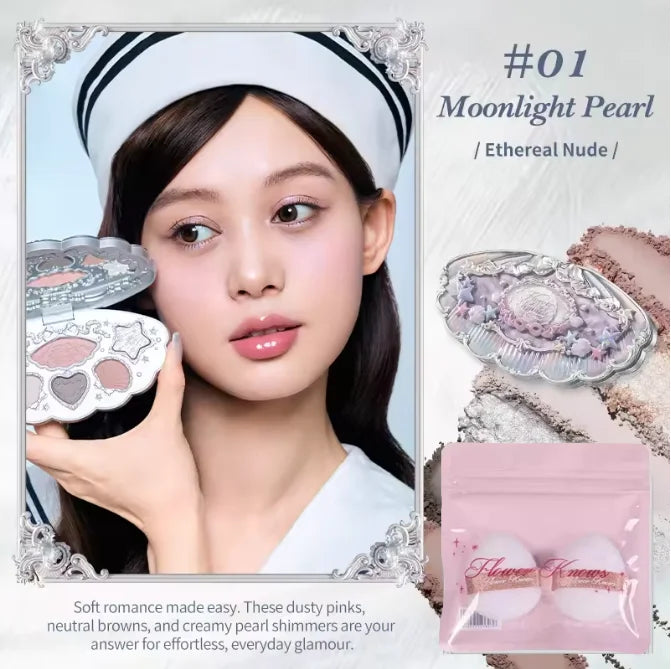 Bunny Garden Collection 6-Color Makeup Eyeshadow Contour Palette Eye Brush Puff Set Eye Glitter Korean Makeup Kit