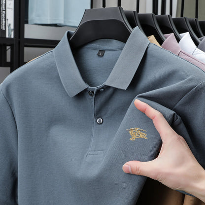 100% high-quality pure cotton men's summer polo T-shirt popular business commuting breathable cozy exquisite luxurious embroider