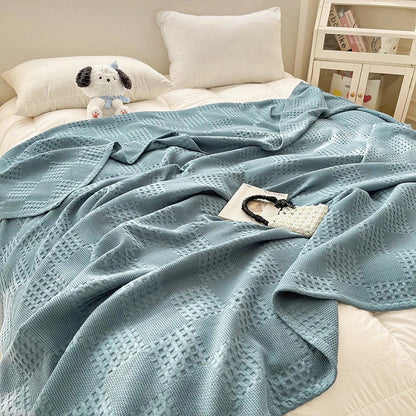 Cotton Throw Blanket Soft Breathable Waffle Blanket for Twin Queen King Bed Decorative Plaid Sofa Blankets Summer Throws