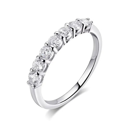 18k Plated 3MM 7 Stones Moissanite Rings for Women Classic Match Diamond Wedding Bands 925 Sterling Silver Jewelry