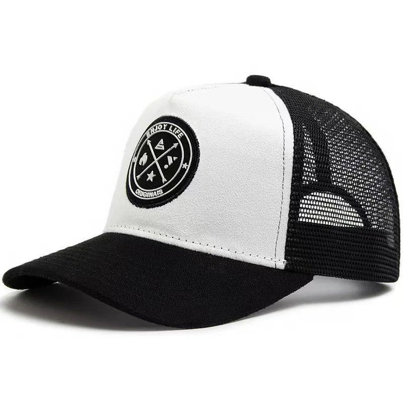 Unisex 5 panel Mesh Suede Trucker Hat  Men Baseball Cap Spring Summer Breathable Sports Hats