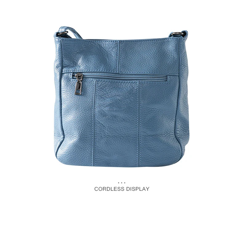 New Genuine Leather Women's Bag Casual One Shoulder Crossbody Bag Multi Pocket Messenger Bag