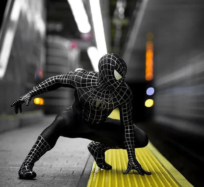 Black Spider Man Toby Costume Slim Fit Jumpsuit Cosplay Superhero Expedition Costume Superhero Zhentai Halloween Party Gifts