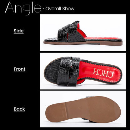 Women's Slippers Luxury brand PU Material Outdoor Flat Bottom Beach Tourism Summer Women's Slippers  2024 summer