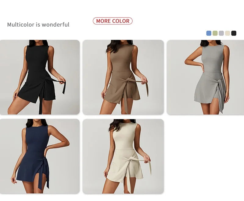 Tennis Skirts Sports Dress Golf Gym Yoga Dresses Women Girl Running Workout Long Skirt Fitness One Piece Dress