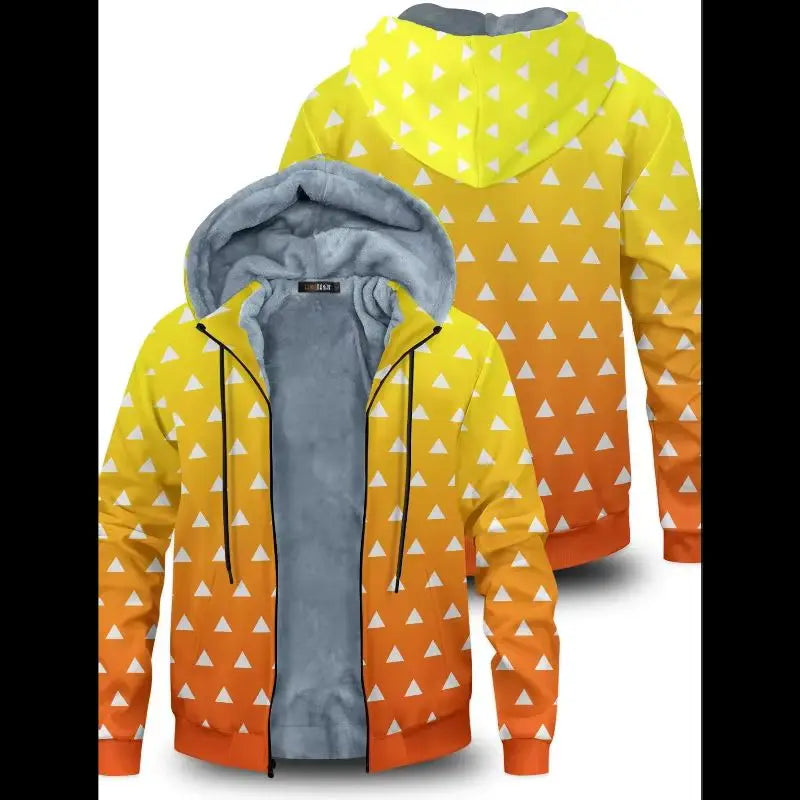 Anime Velvet Thick Warm Winter Oversized Hoodie Coat Zip Up Sweatshirt Winter Top Plus Size Coat Plush Jackets