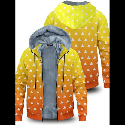 Anime Velvet Thick Warm Winter Oversized Hoodie Coat Zip Up Sweatshirt Winter Top Plus Size Coat Plush Jackets