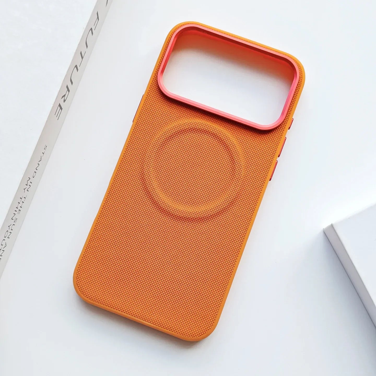 Leather Magnetic Case For Iphone 17 Pro Max/17 Pro/17 Magsafe Charging Grain Diamond Textured Individual Buttons Leather Cover