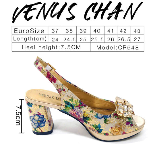 Italian Sandals and Bags Matching Set 2024 Women Heel Party for Gold Colour Wedding Bigger Size Thick Heel Shoes