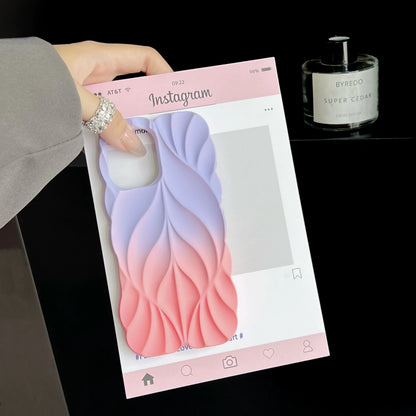 Luxury fashion 3D Leaf Pattern Soft phone Case for iPhone 16 15 14 13 Pro Max Plus Leaf Ripple Candy Color Shockproof Back Cover