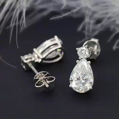 19cttw Waterdrop Full Moissanite Drop Earrings for Women 925 Sterling Silver Pear Cut Lab Diamond Stud Earrings with Certificate