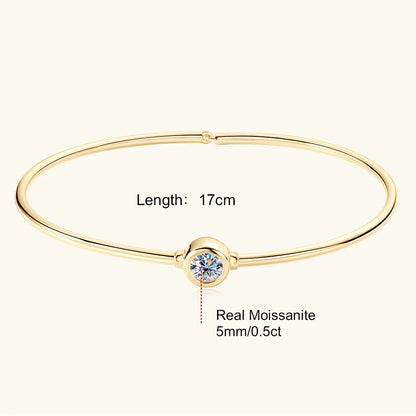 0.5CT Moissanite Bangle Bracelet 18K Gold Plated 925 Sterling Silver Classic Bangle Bezel Set Diamond Bracelet for Women Gifts